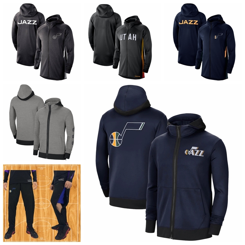 

UtahJazzMen Showtime Jersey Therma Flex Performance 2021 Full-Zip Basketball Hoodie