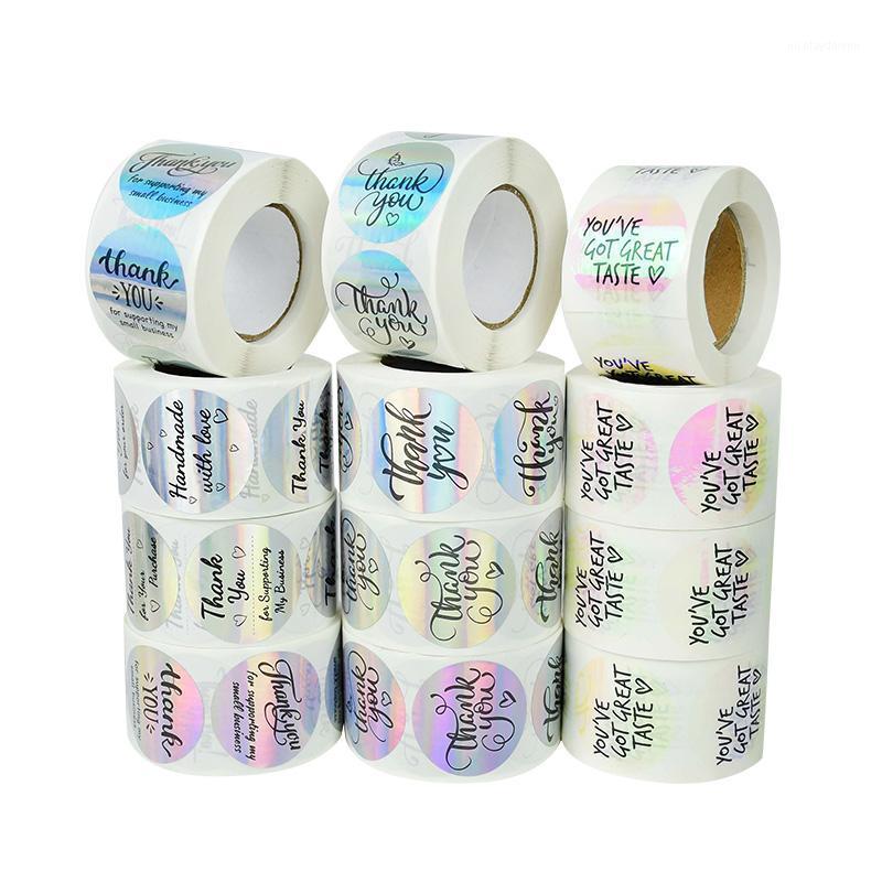 

Gift Wrap 500pcs/roll 3.8cm Laser Stickers Thank You Bags Sealing Label Wedding Birthday Christmas Party Supplies Scapbooking Sticker