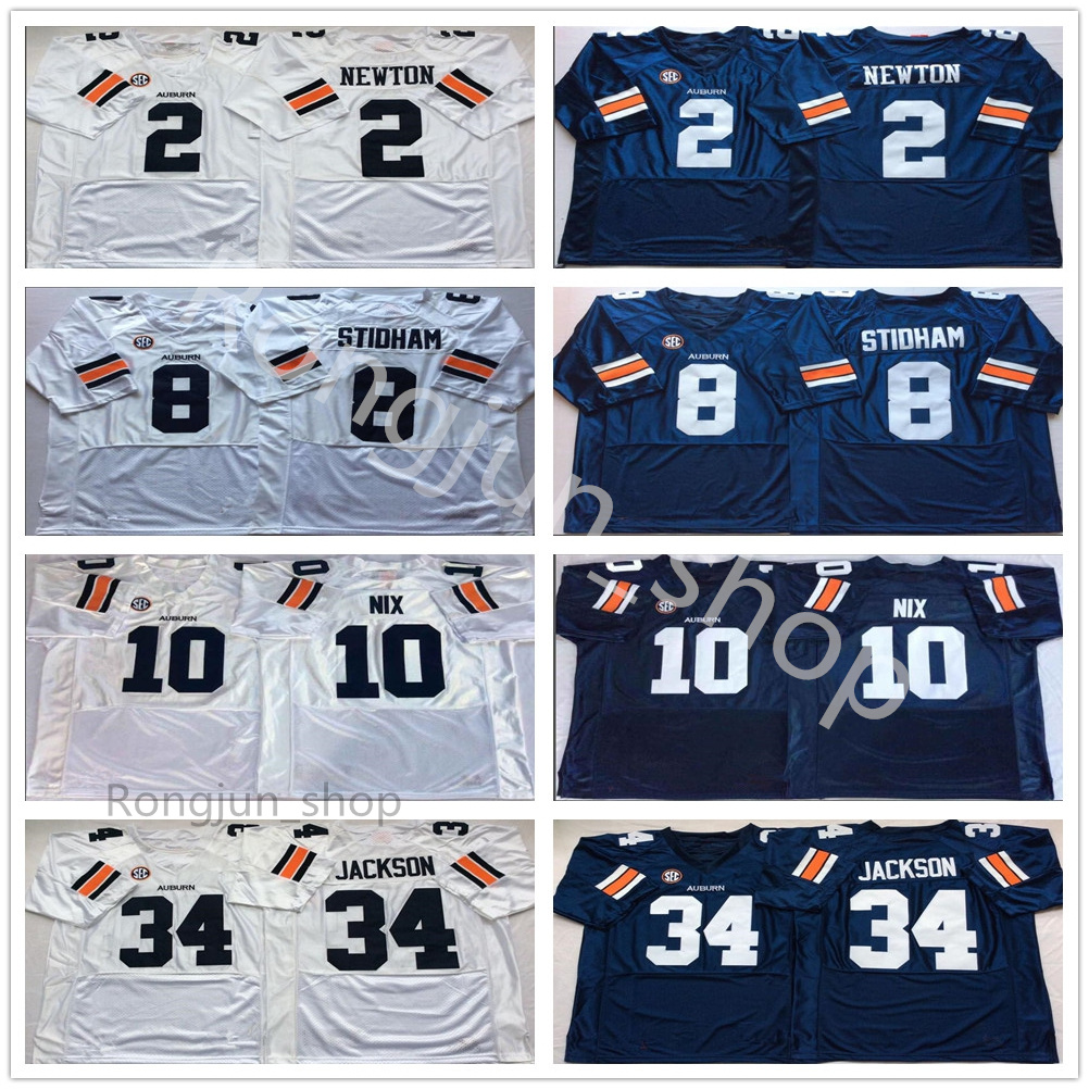 

Men NCAA College Football Auburn Tigers Jersey 10 Nix 34 Bo Jackson 8 Jarrett Stidham 2 Cam Newton University Team Navy Blue White All Stitched Breathable High Quality, As picture