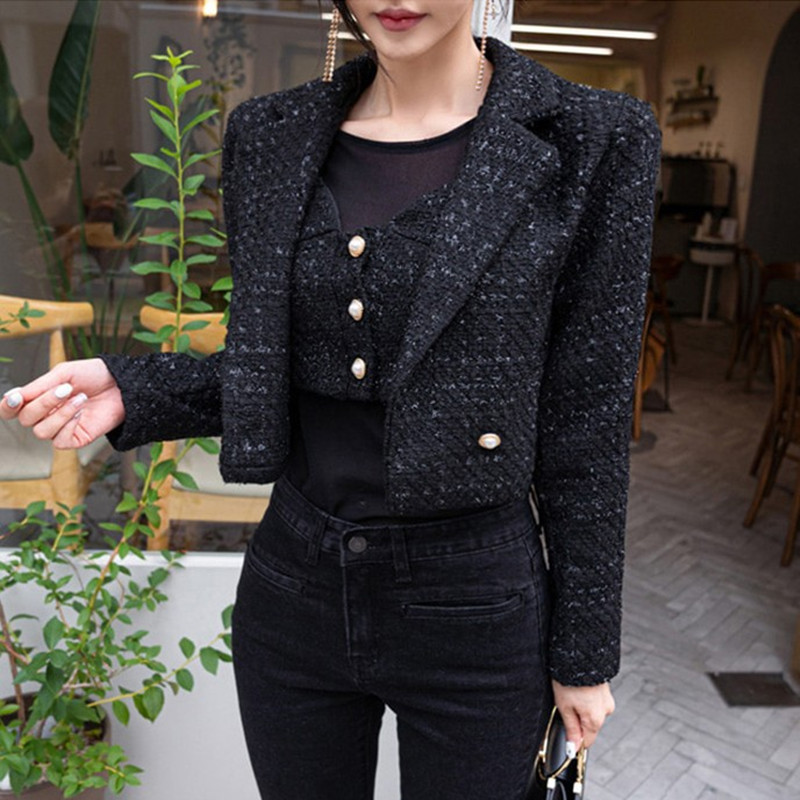 

Tweed jacket coat Luxury Runway Autumn Winter Women Slim jackets For V Neck Tassels Fashion ladies Coat 210525, Picture color