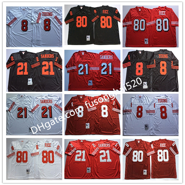 

NCAA Vintage Retrap 75 Anniversary Shirt #8 Steve Young Jersey 21 Deion Sanders 80 Jerry Rice Red White Black Mens College Football Jerseys