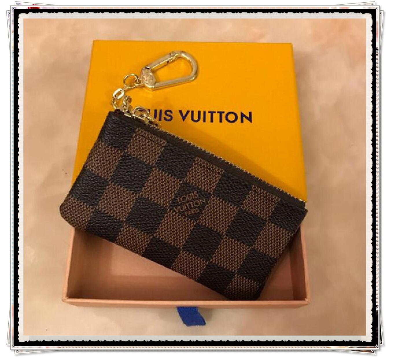 

A155 LV LOUIS VITTON Luxurys Designers France Style Bags Coin Pouch Men Women Lady Leather Coin Purse Key Wallet Mini Wallet, Red;blue