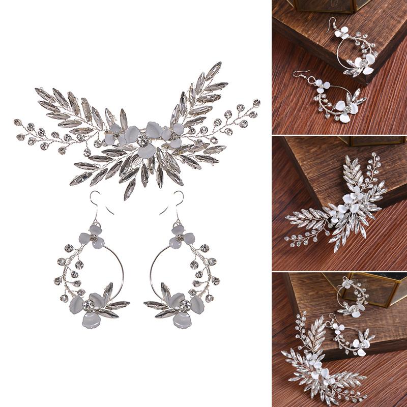 

Hair Clips & Barrettes Side Hairpin Set In Rhinestone Flower And Leaf Fashion Elegant Simple Accessory For Bride Bridesmaids LXH, Golden;silver