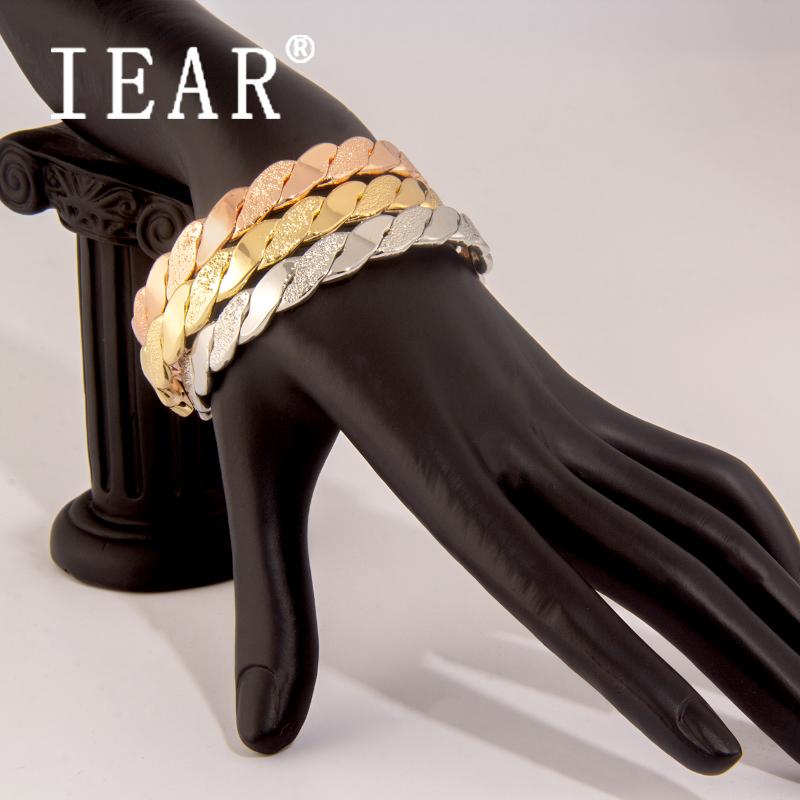 

Bangle IEAR Fashion Lady Luxury Gold 3 Color Jewelry Bangles Ethiopian African Women Dubai Bracelet Party Wedding Gifts Resizable