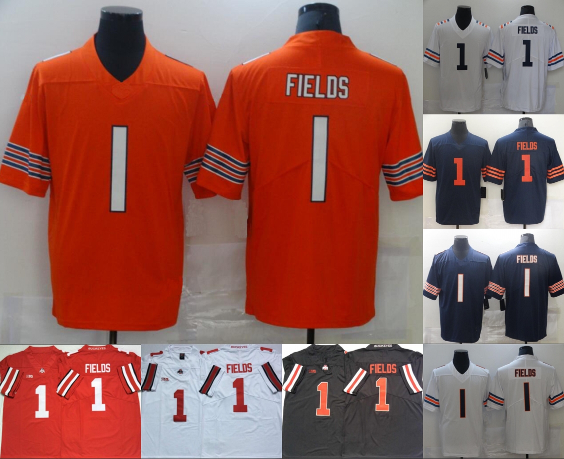 

NCAA 1 Justin Fields College Football jersey 2 JK Dobbins red 17 Chris Olave Ohio State Buckeyes OSU stitched Mens Jerseys, Black