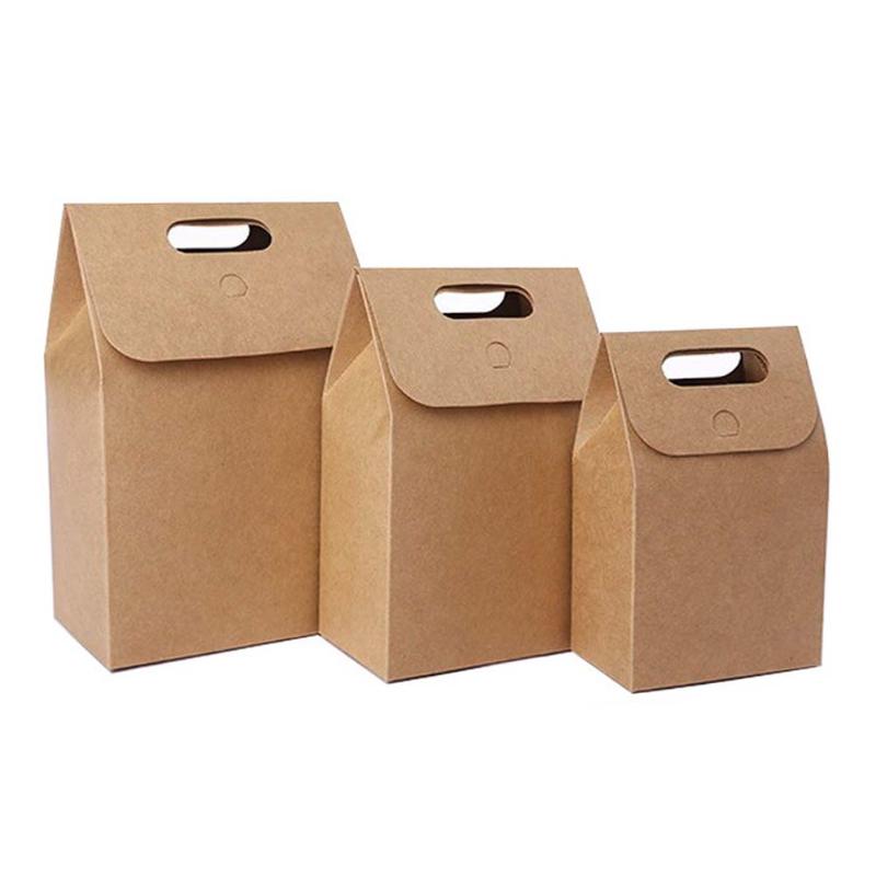 

10 Pcs Portable Bag Kraft Paper Foldable Chocolate Bags Sweets Candy Box Wedding Gifts Guests Package Drop Shipping