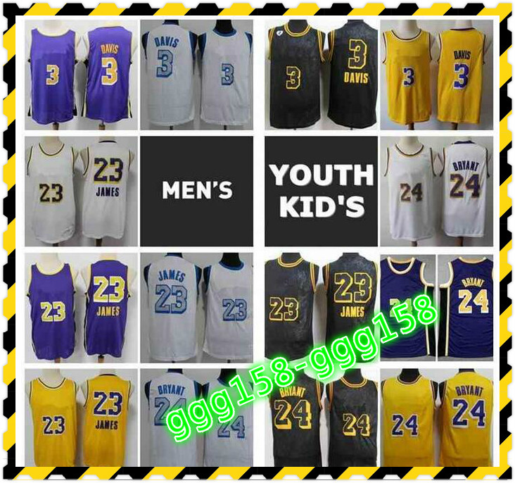 

Mens Youth Kids City 2021 Edition White Black Basketball Jerseys Los Angele 23 Anthony 3 Davis Mamba James Stitched Jersey With Real Tag, With real logo
