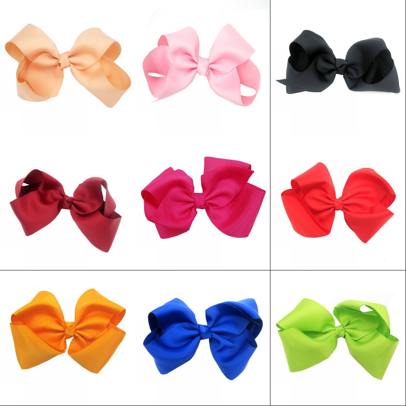 

$1 LINKS 6 Inch Big Grosgrain Ribbon Solid Hair Bows With Clips Girls Kids Hair Clips Headwear Boutique Hair Accessories 343 U2, Red