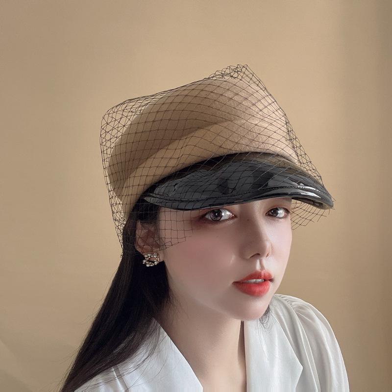 

Berets 202212-yy-2509141 Japan Style Wool Felt Bread Shape Mesh Pu Brim Fashion Street Lady Octagonal Hat Women Visors Cap, Blue;gray