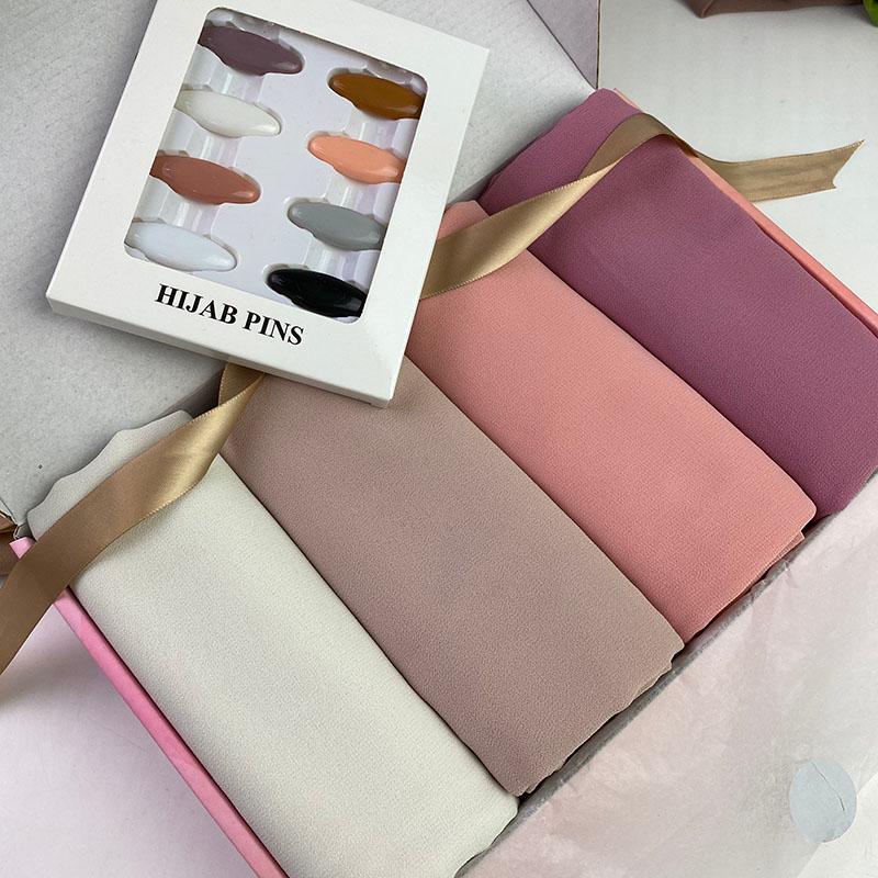 

Scarves High Quality Premium Heavy Chiffon Hijab Scarf Malaysian Women's Hijabs Long Shawl Headscarf Custom Gift Boxes