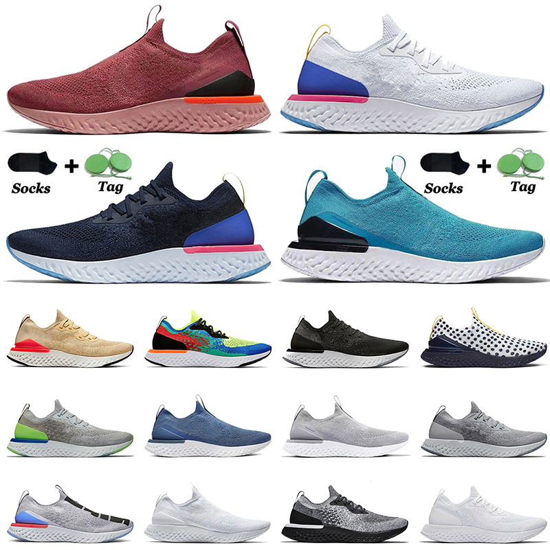 

With Socks EPIC Flynit V1 V2 Running Shoes Men Women ALL White Off Sports Triple Black Orange Grey Blue Burgundy Yellow Green React Sneakers Trainers, #b2 grey volt 36-45