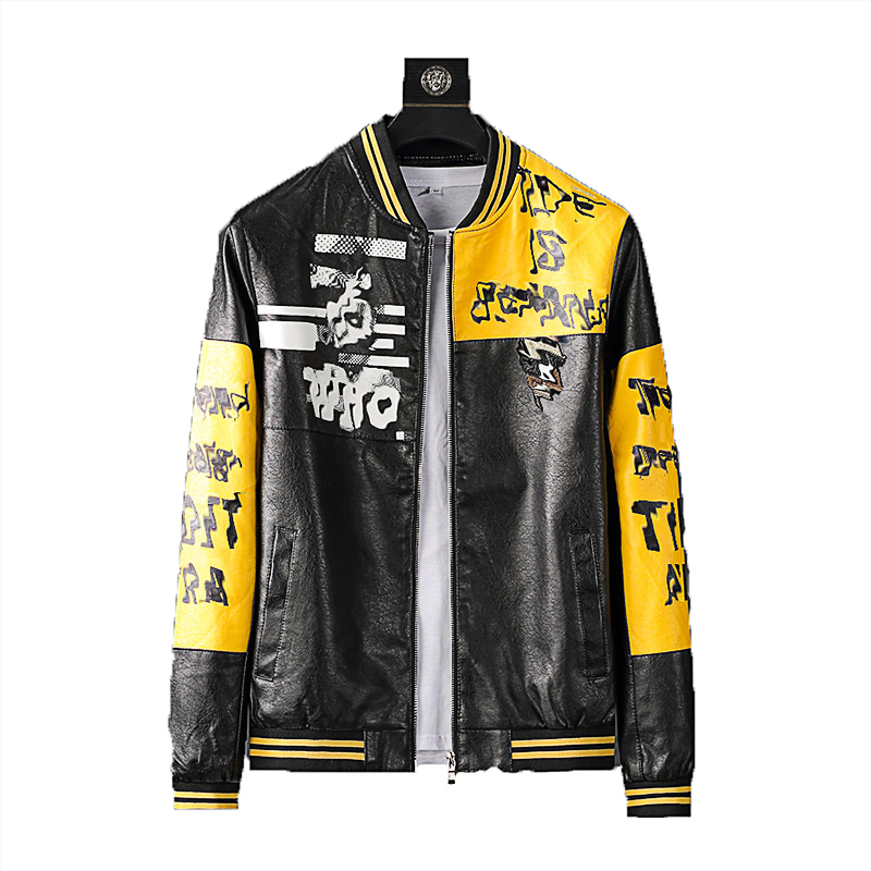 

2021 winter warm thick leather jacket for men with stand-up collar PU fashion clothing wholesale M-3X, Black
