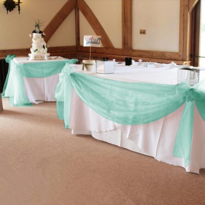 

Party Decoration Mint Green 1000CM*135CM Organza Swag Fabric Wedding For Event Table Skirt,table Skirt