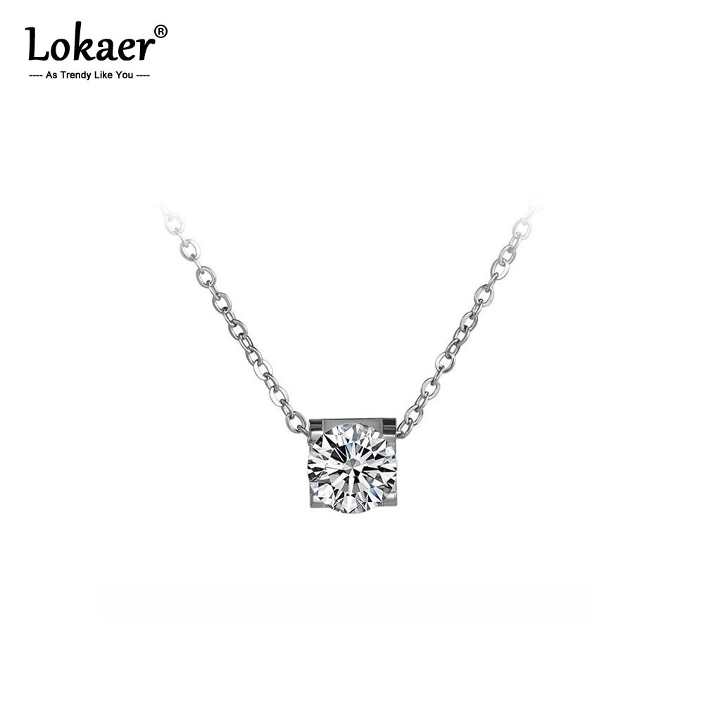 

Lokaer Classic Titanium Steel 5Ct Cubic Zirconia Choker Pendant Neckalces Jewelry Trendy Lovely Necklace For Women N17039