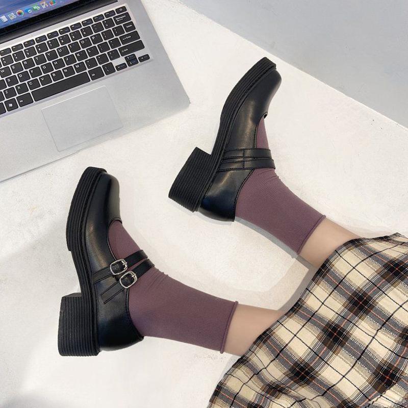 

Dress Shoes 2022 Spring Autumn Lolita JK Japan School Uniform Mary Jane Sexy Thick Heels Platform Pumps Black White Shoe