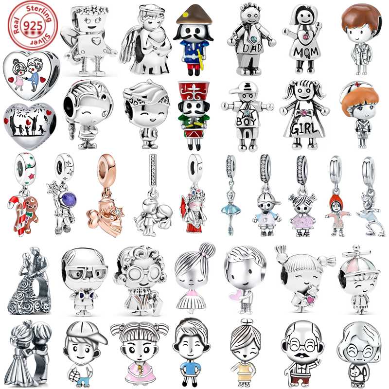 

Other Authentic 925 Silver Boy Girl Grandpa Grandma Dad Mom Family Series Beads Fit Original Charms Bracelet Women DIY Jewelry
