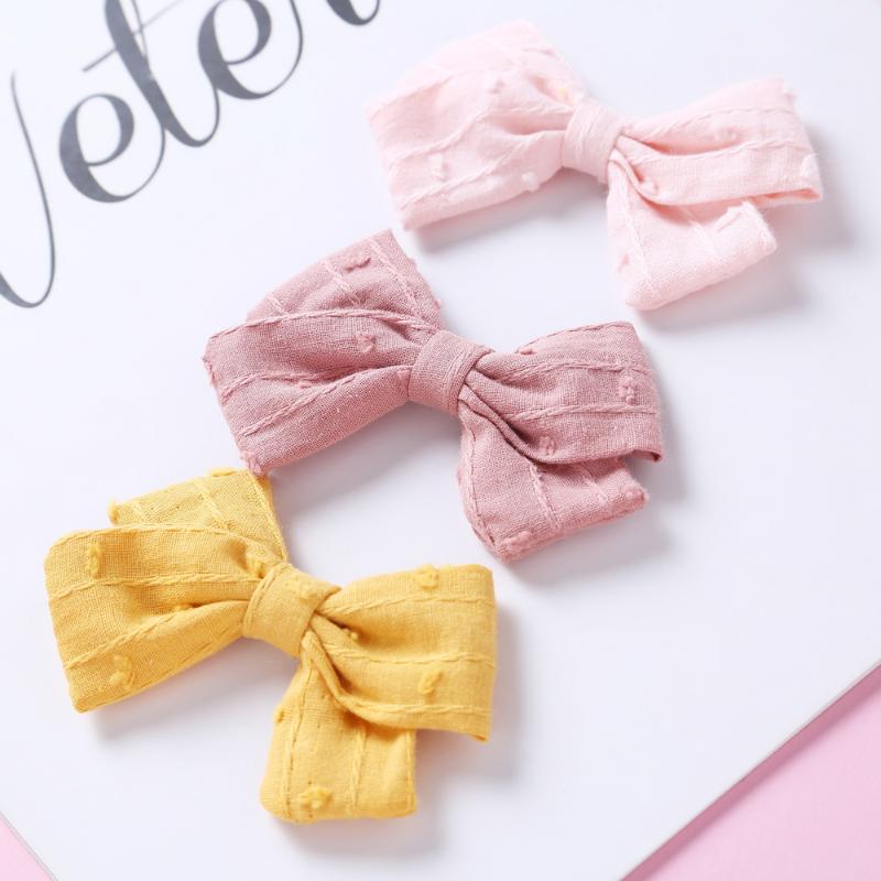 

Hair Accessories 1pc Girls Solid Bows With Clips Children Cotton Hairpins For Baby Infant Headwear, White