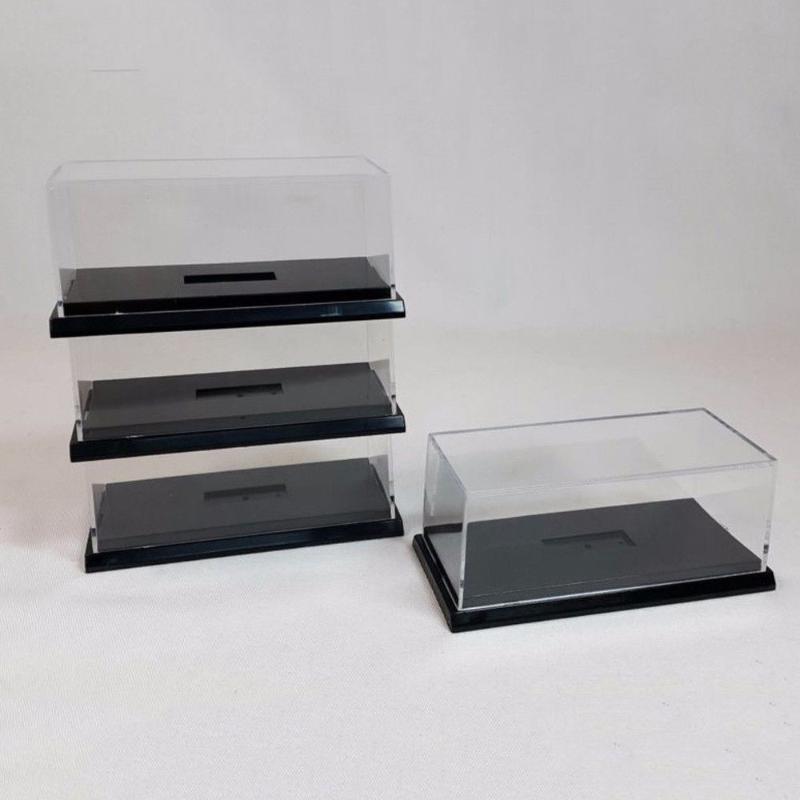 

Storage Boxes & Bins Clear Acrylic Display Case Perspex Box 10cm L Plastic White Base Dustproof, As pic