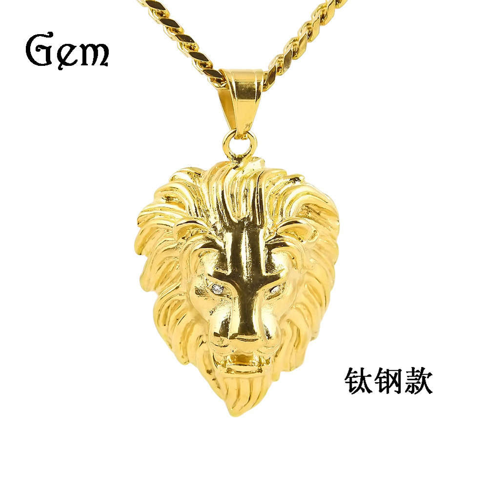 

Titanium steel hip hop lion head necklaces