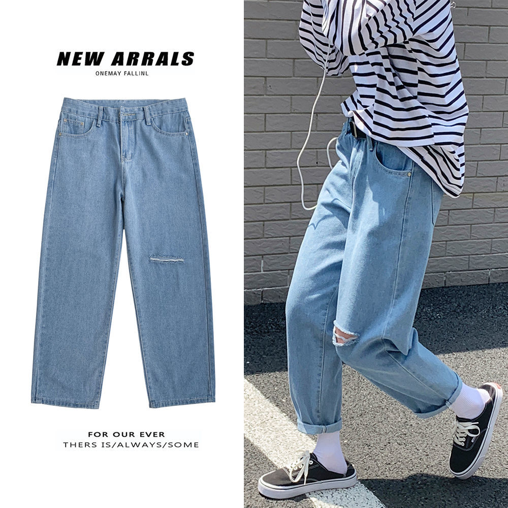 

2021 New Summer Men's Washed Holes Casual Pants Classic Baggy Homme Cargo Pocket Jeans Male Biker Denim Blue Color Trousers -4xl 6bti