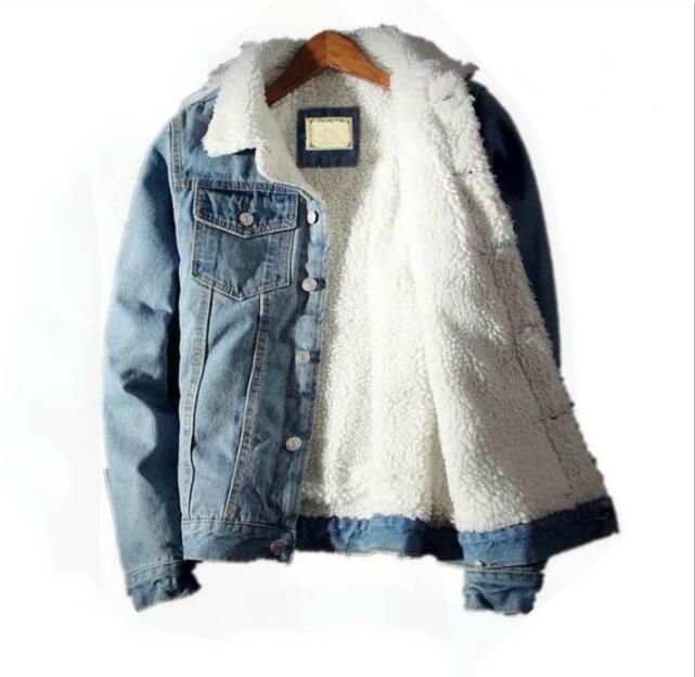 

Luxury Designer Men Jackets Coat Trendy Warm Fleece Thick Denim Jacket Winter Fashion Mens Jean Outwear Male Cowboy TOPS Plus Size S, Vintage - blue