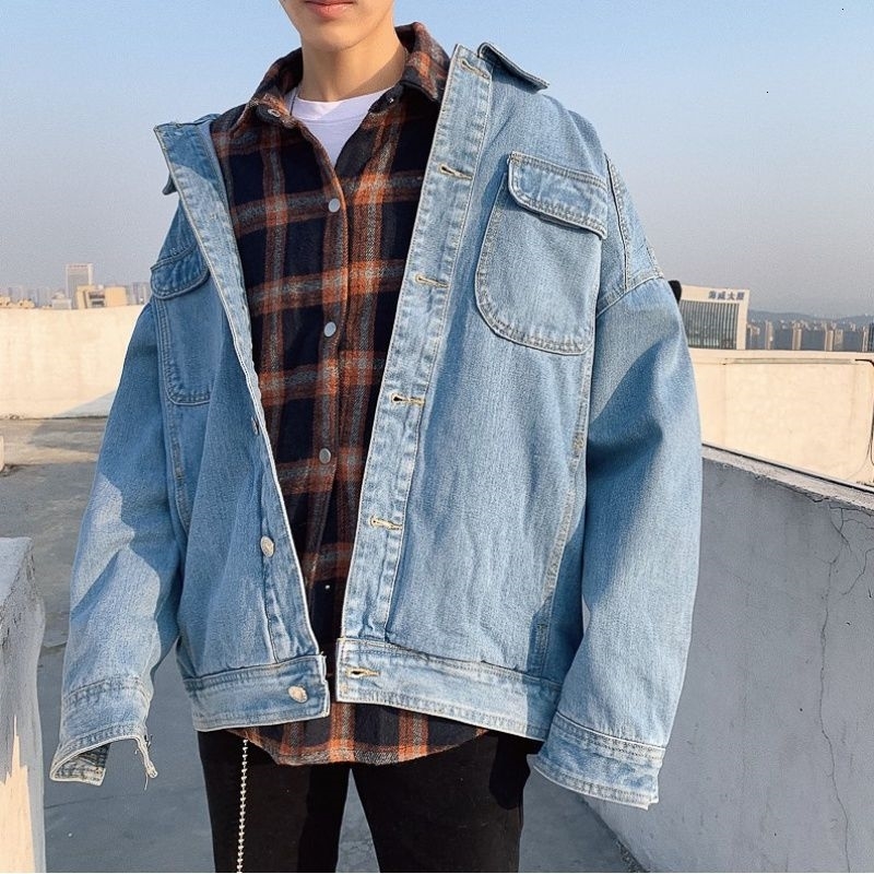 

2021 New Spring Cotton Men's Fashion Retro Casual Denim Jackets Mens Streetwear Hip-hop Bomber Jacket Men M-2xl A2dk, Blue