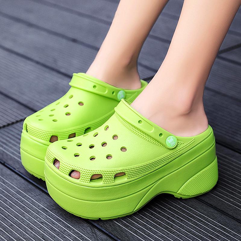 

Summer Green Platform High Heels Sandals Non-Slip Wedges Shoes For Women 10 cm Increase Fashion Garden Shoes Sandalias 2021, Green 793