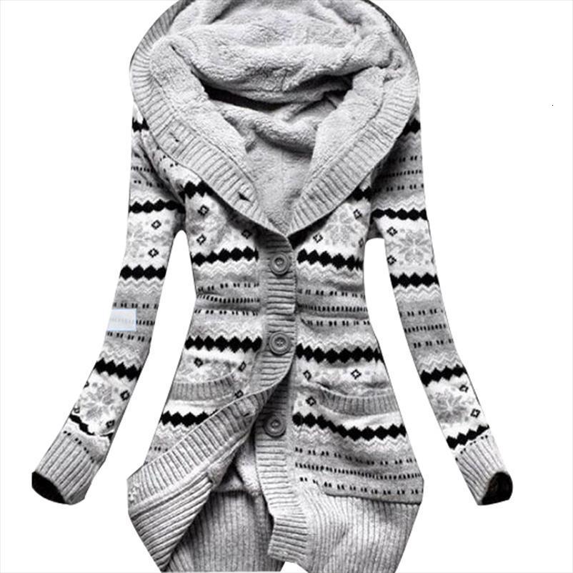

Winter Autumn Women Fleece Casual Womens Sweaters Outwear Long Sleeve Thick Button Hooded Tops Knitted Cardigan Sweater Coats, White;black