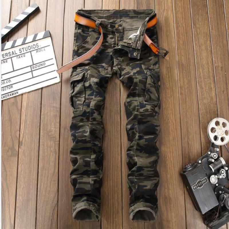 

Men's Jeans 2022 Mens Camouflage Military Casual Cotton Cargo Denim Pants Men Trekking Traveling Trousers Multi-Pockets Work, Blue