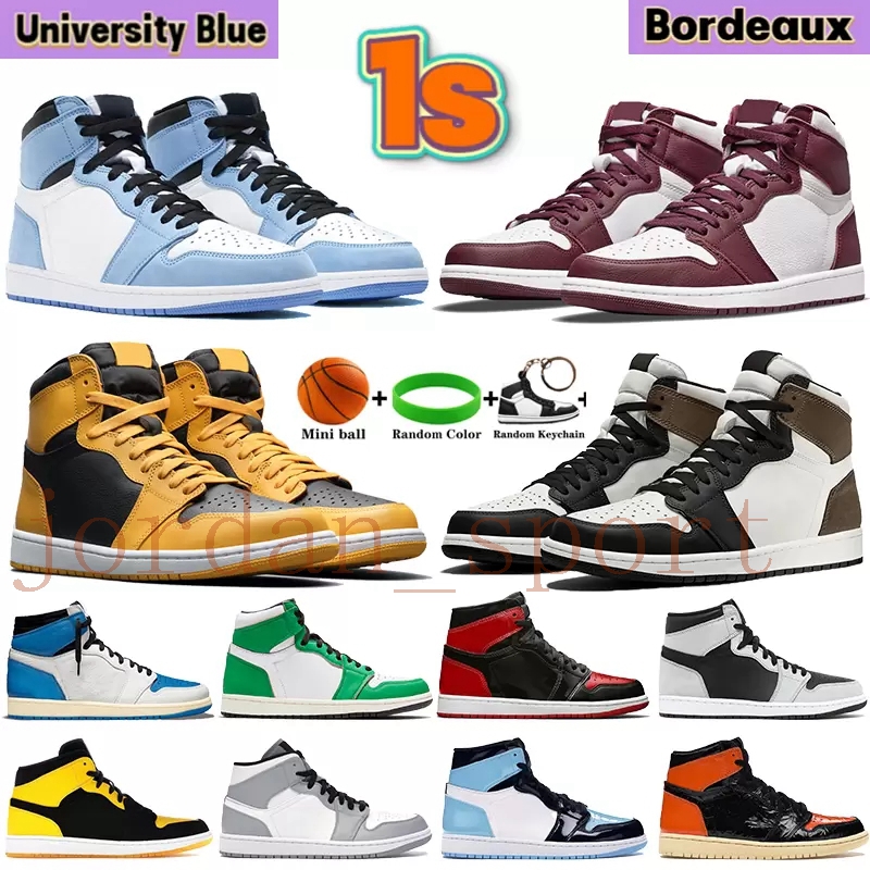 

Mens 1 high OG basketball shoes 1s Bordeaux University Blue dark mocha patent bred shadow UNC twist seafoam white men women Sneakers trainers, This product does not come with a box