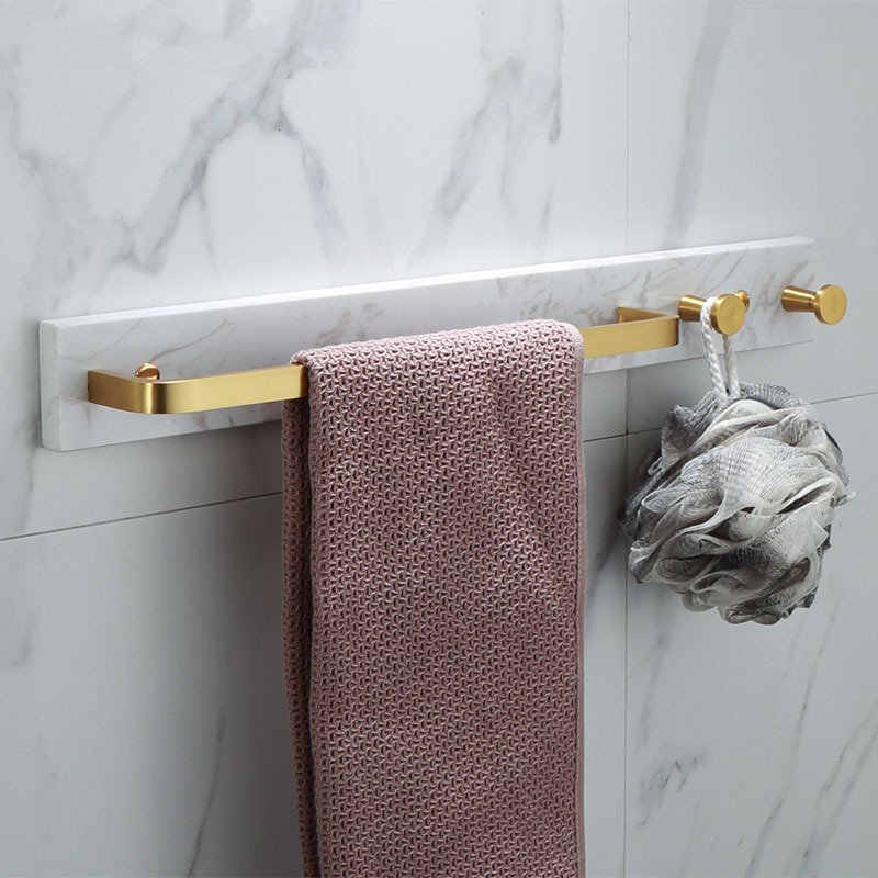 

2021 New Hanger with Hooks Wall Mounted 50cm Gold Rack Bathroom Bar Rail Marble and Alumimum Towel Holder Pei5, Orange