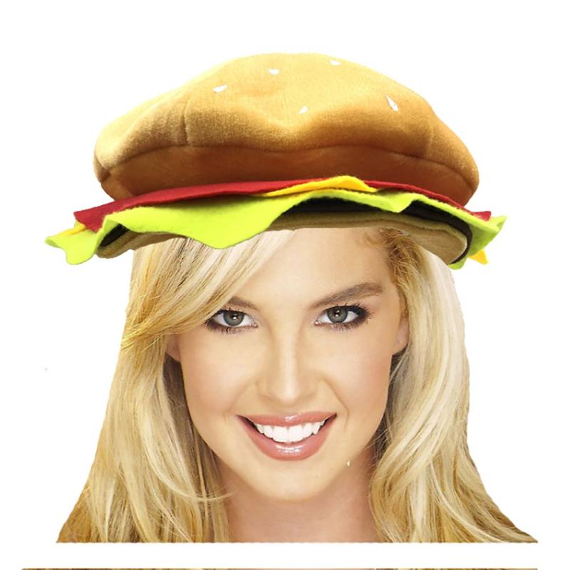 

Berets Silly Yellow Party Supplies Plush Fabric Fast Food Hat Hamburger Costume Accessory, Blue;gray