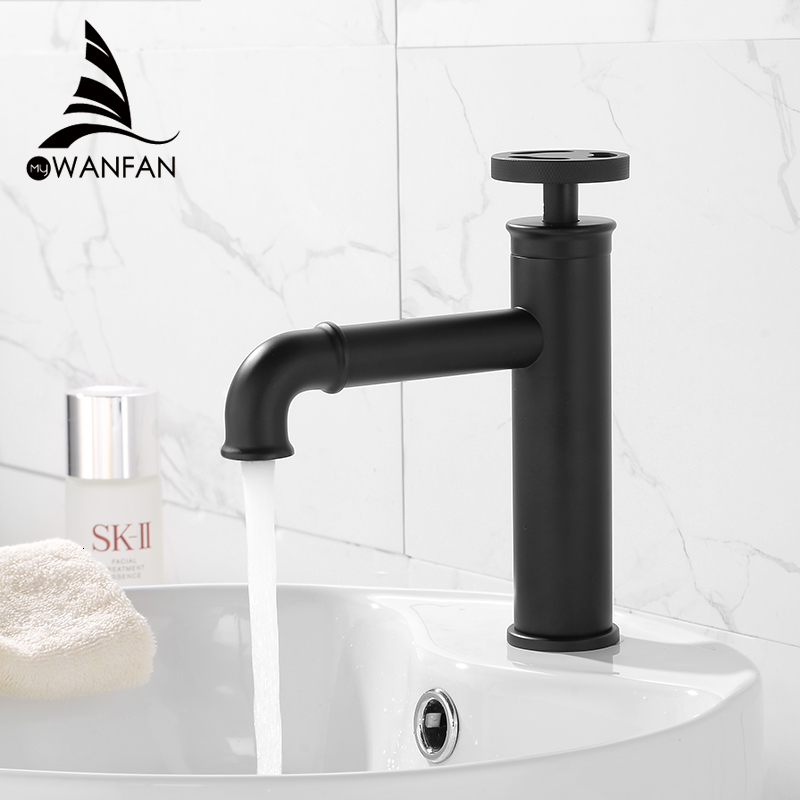 

Bathroom Sink Faucets Basin Retro Industrial Style Matte Black Brass Crane Hot and Cold Water Mixer Tap Torneira Wf-20a01 L82j