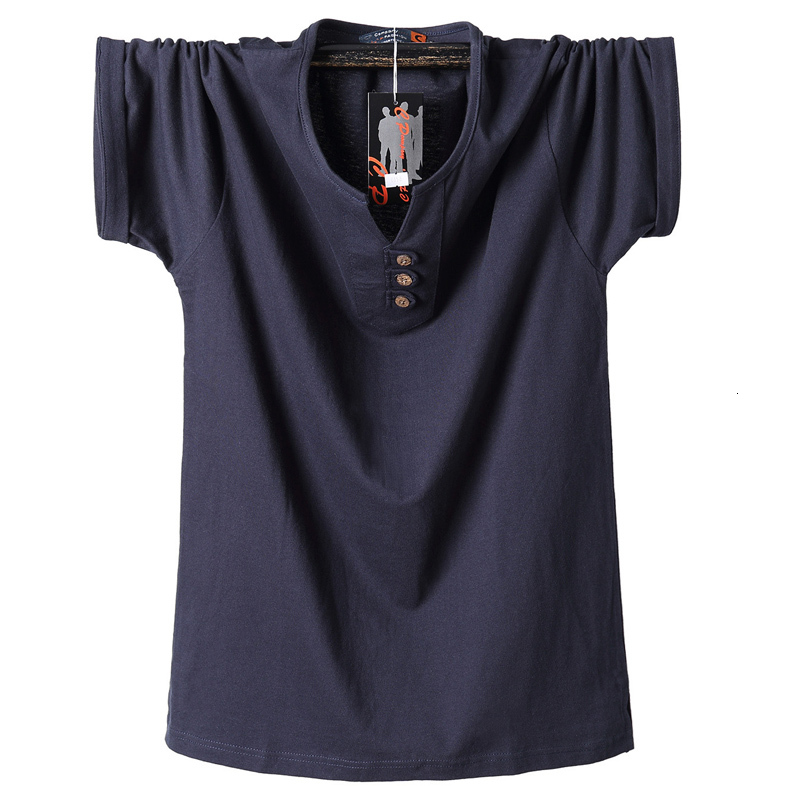 

New 2021 Will See Men's t Button Fine Fit Cotton Short Sleeves T-shirts with Man's Neckline v Solid Casual Shirt 6xl 7xl 8xl T-shirt 20ku, Black