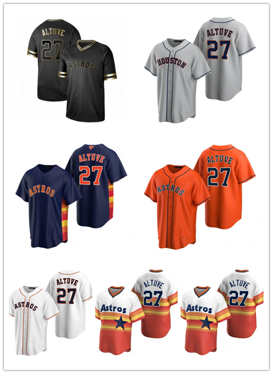 

2021 Astro Men Women Youth 27 Jose Altuve Custom Baseball Jersey Blank Replica Alternate blue white gray, Blue;black