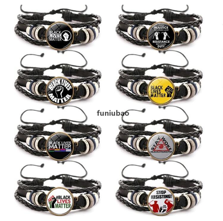 

JH Black Lives Matter Leather Bracelet I Cant Breathe Men Women Charm Bracelets Girls Boy Jewelry Gifts Gd927, Golden;silver