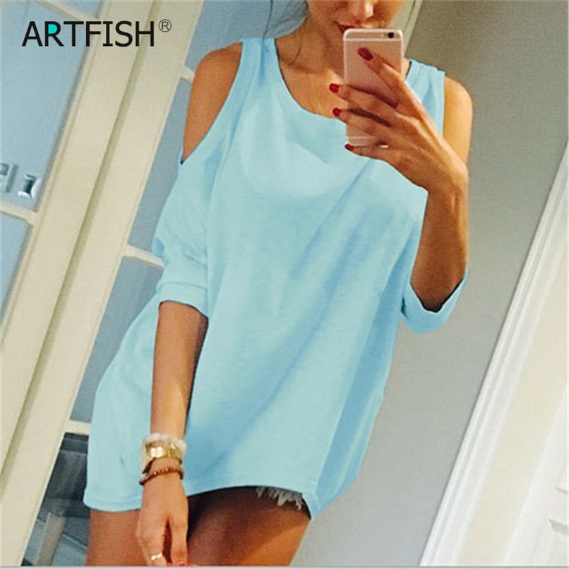 

Casual Cold Shoulder T-shirts Women O-Neck Basic Bottoming Tops Oversize 5XL Fashion Female Solid Long Tshirt Mujer Hollow M0756 210602, White