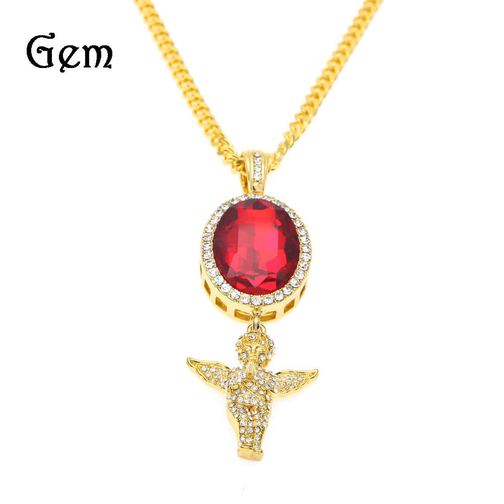 

Hip hop hiphop OVAL DIAMOND Angel combination Pendant