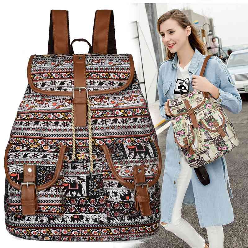 

Changhuotong new fashion bag women's Canvas trend leisure outdoor Backpack, Red