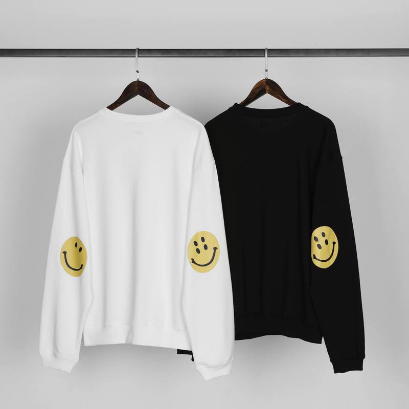 

2021 New 20ss Hoodie Japanese Top Version Smiley Face Print Men Women Sweatshirt Oversized Thin Retro Kapital Pullover Qgyz, Black1