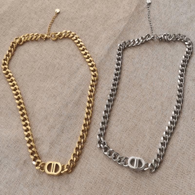 

Chains 2021 Trend Street Hip Hop Gilded Thick Chain Letter DD Stainless Steel Necklace Bracelet Pig Nose Clavicle Jewelry