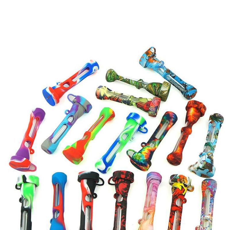 

Silicone Pipe for Smoking Hand Tobacco Pipes dabber straw tool Oil Rigs Glass Bongs