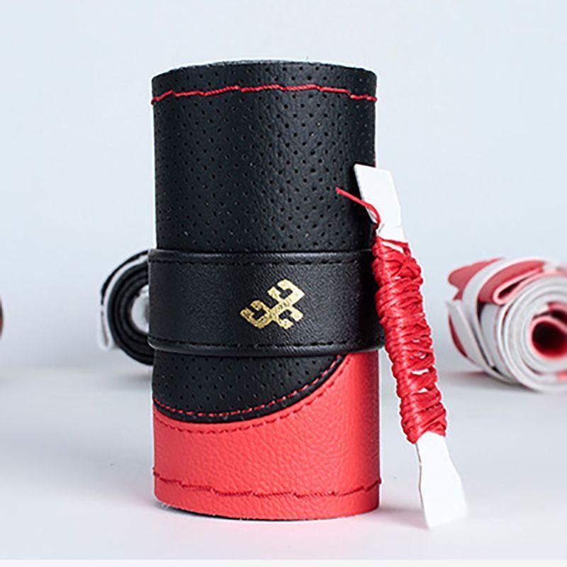 

Steering Wheel Covers Hand Sewn Cover Universal Sports Color Matching Fashion Handle Soft Auto Parts #2