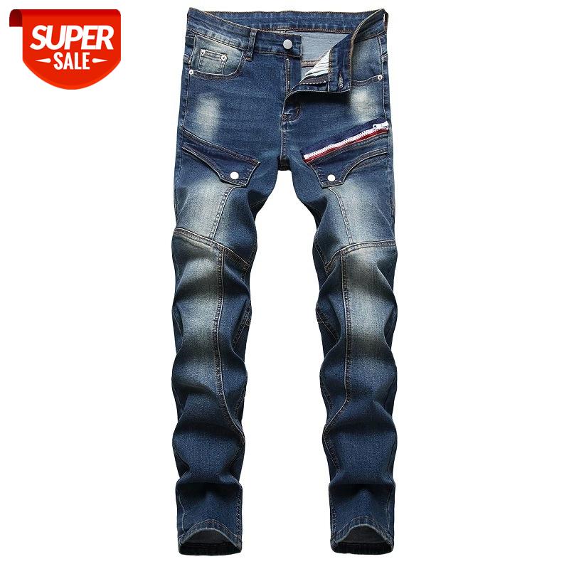 

Denim MOTO BIKE Straight Jeans Men'S OverSize 38 40 42 2021 Autumn Spring HIP HOP Punk Rock Streetwear Trouers #BG2Y, Black