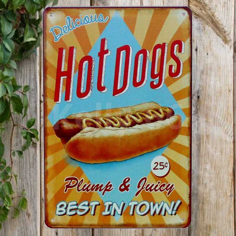 

Hot Dogs Beer Made Apple Pie Hamburg BBQ Tin Metal Sign Home Decor Bar Wall Art Painting 20*30 CM Size JT-15