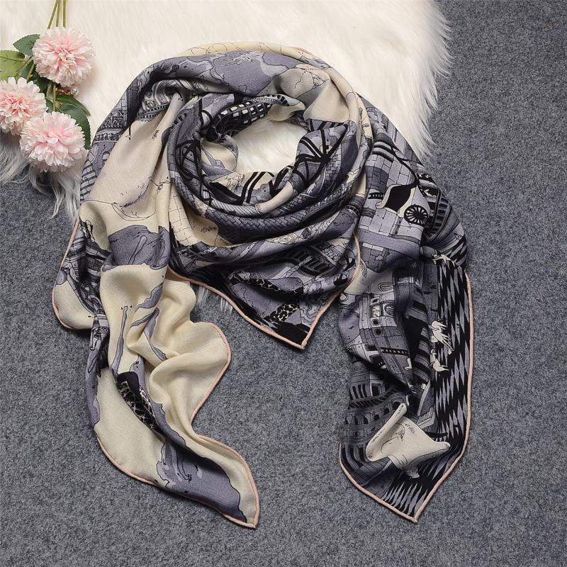 

Scarves 140cm 70% Cashmere 30% Silk Winter Scarf War Castle Keep Warm Square Women Shawl Fashion Bandana Kerchief
