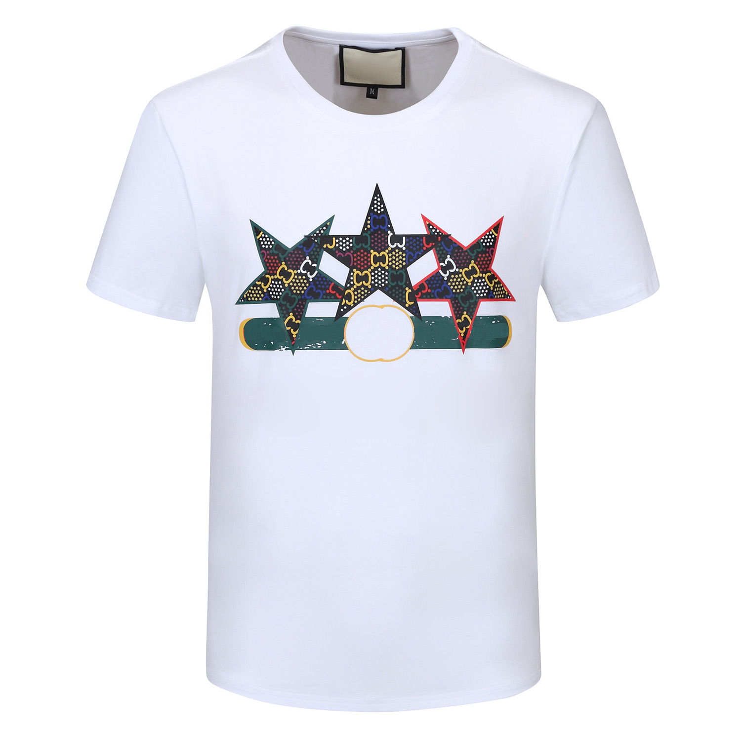 

Fashion 21SS Mens T Shirt High Quality Men Women tShirts Couples Casual Short Sleeve Man Round Neck Tees 5 Colors M-3XL C3, White;black