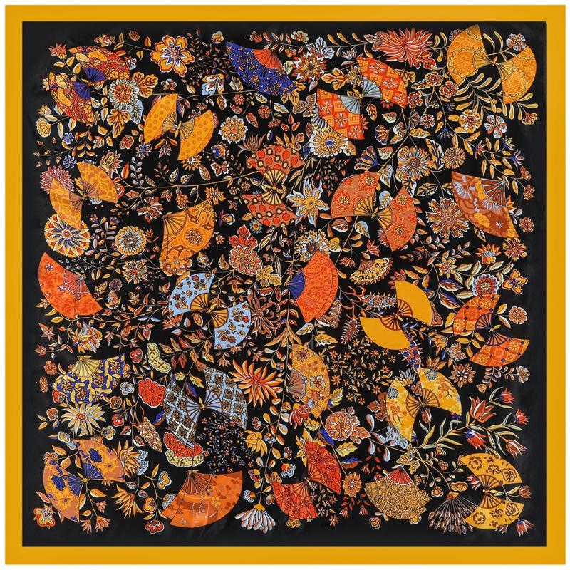 

Scarves 90x90cm Design Silk Scarf For Ladies Striped Hijab Shawl Brand Foulard Square Head Wraps Women Beach Towel