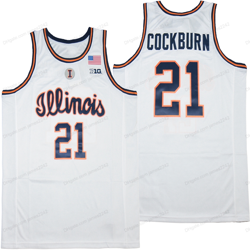 

Kofi Cockburn Illinois Fighting Illini College Basketball Jersey Men' All Stitched White Top Quality Size -XXXL, 21#white