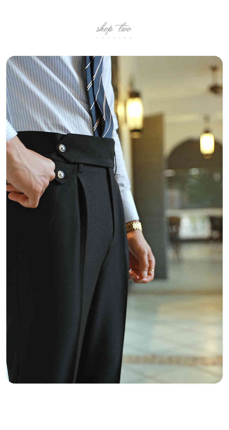 Compra Pantalones Para Hombres Cintura Alta Hombres Rectos Negocio  Pantalones Versátiles Caballeros Nápoles París Botón De Moda Luz De Moda  Vestido Para Hombre Gris Pantal D. D Barato | Entrega Rápida Y